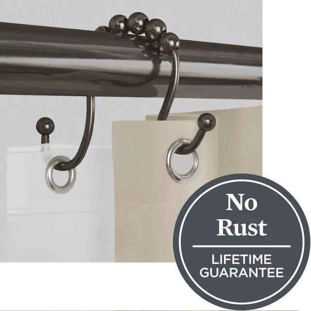 Alt view image 4 of 5 - Better Homes & Gardens Open Double Rollerball Shower Curtain Hooks, Bronze , Set of 12