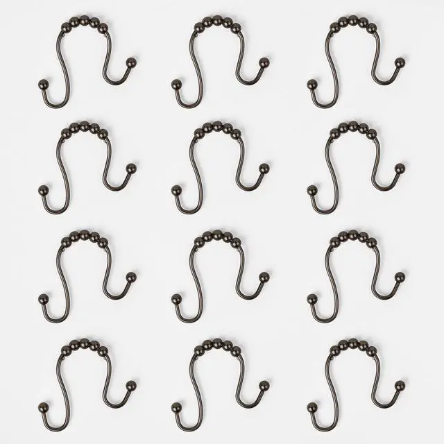 Main image of Better Homes & Gardens Open Double Rollerball Shower Curtain Hooks, Bronze , Set of 12