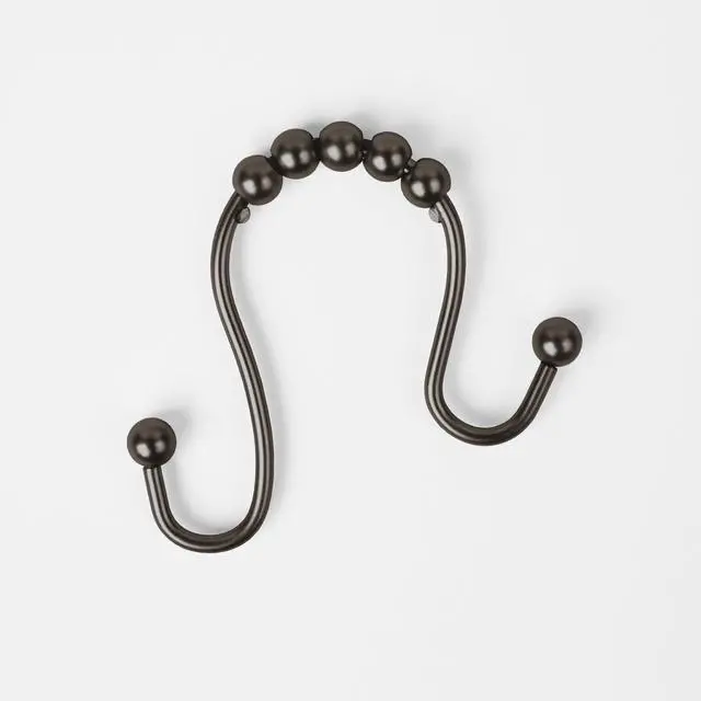 Alt view image 3 of 5 - Better Homes & Gardens Open Double Rollerball Shower Curtain Hooks, Bronze , Set of 12