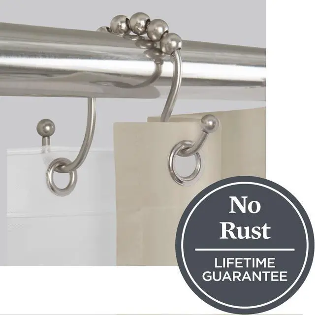 Alt view image 3 of 5 - Better Homes & Gardens Easy Gliding Rustproof Double Shower Curtain Hooks Brushed Nickel , Set of 12