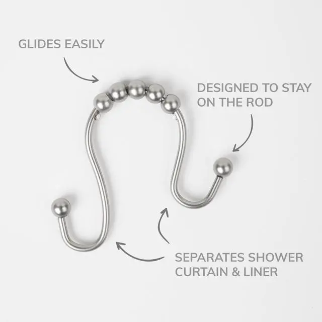 Alt view image 5 of 5 - Better Homes & Gardens Easy Gliding Rustproof Double Shower Curtain Hooks Brushed Nickel , Set of 12