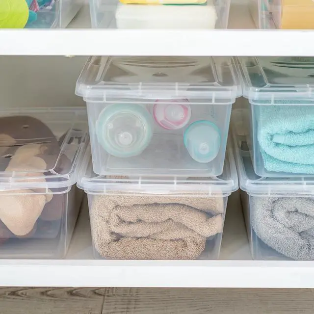Alt view image 6 of 7 - IRIS USA 6 Qt. Plastic Storage Bins with Lids, Clear, Stackable Totes, Containers