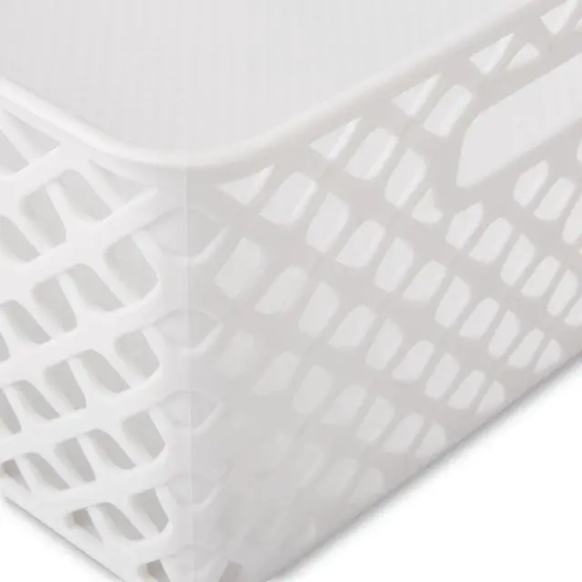 Alt view image 3 of 6 - Mainstays 4-Piece White Decorative Plastic Storage Basket Set, 14 in x 11.6 in x 5.3 in