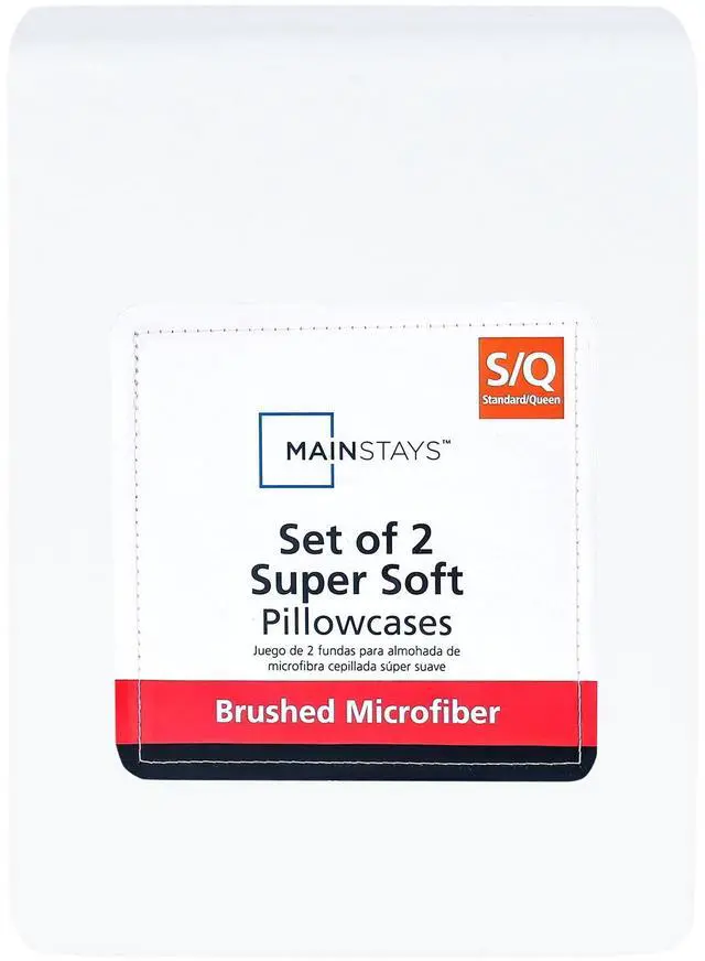 Alt view image 6 of 6 - Mainstays Super Soft Brushed Microfiber Pillowcase Set, Arctic White, Standard/Queen, 2 Piece
