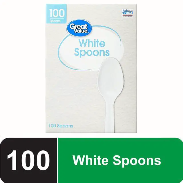 Alt view image 7 of 7 - Great Value White Plastic Disposable Spoons, 100 Count