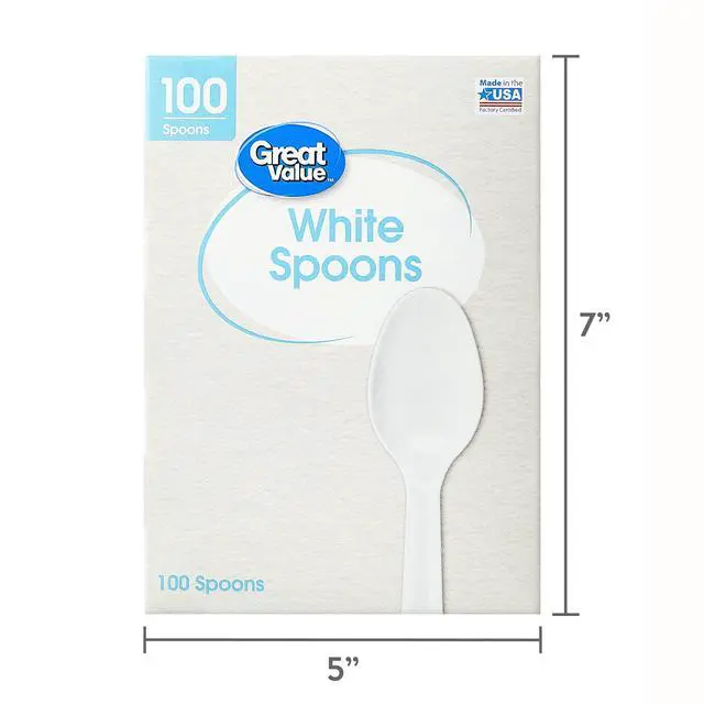 Alt view image 3 of 7 - Great Value White Plastic Disposable Spoons, 100 Count