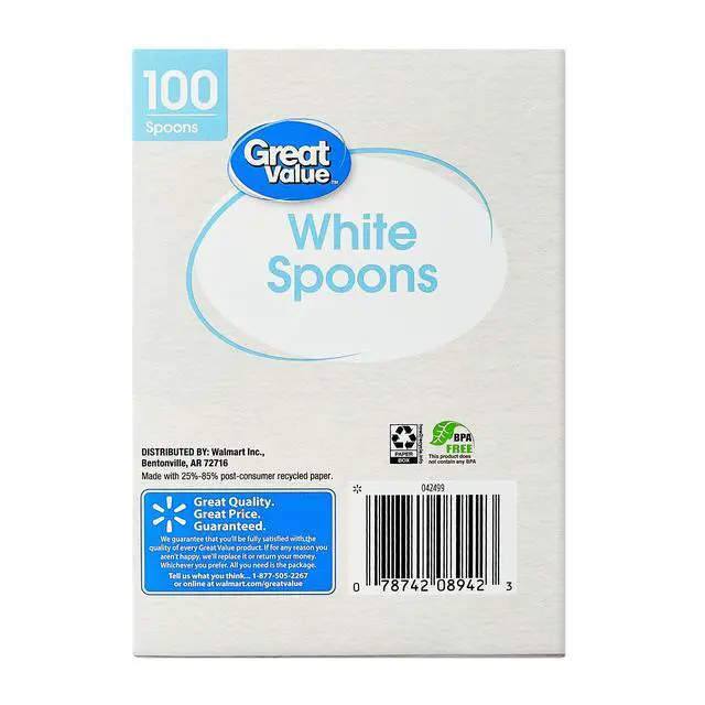 Alt view image 6 of 7 - Great Value White Plastic Disposable Spoons, 100 Count