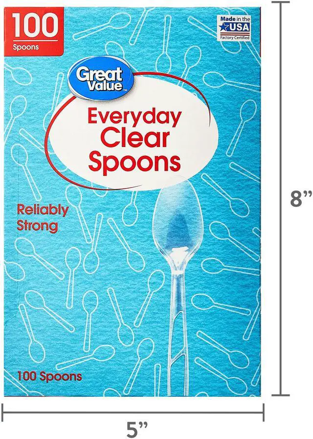 Main image of Great Value Everyday Clear Plastic Spoons, 100 Count