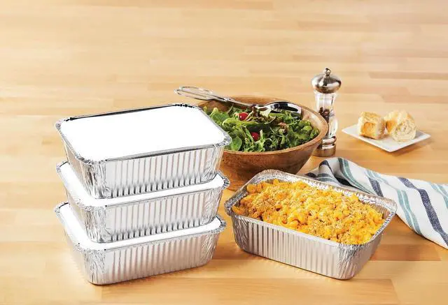 Alt view image 6 of 6 - Mainstays 9" x 6.5" Aluminum Pans with Folded Lids, 3 Count