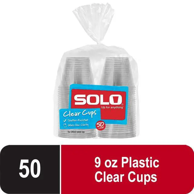 Alt view image 6 of 6 - Solo Party Disposable Plastic Cups, Clear, 9 oz, 50 Count