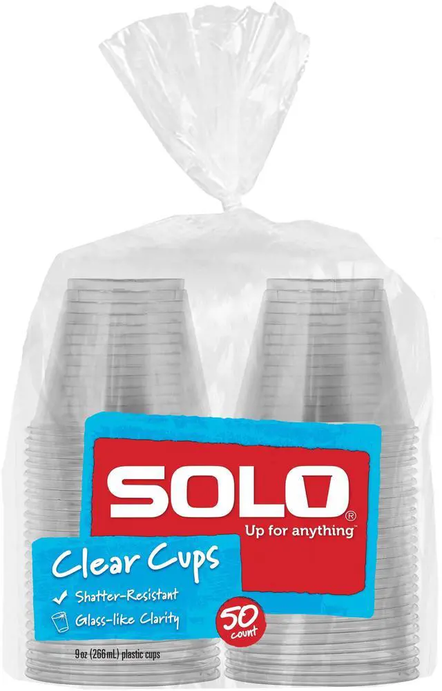 Main image of Solo Party Disposable Plastic Cups, Clear, 9 oz, 50 Count