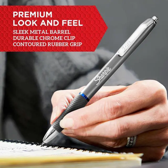Alt view image 3 of 6 - Sharpie S-Gel, Gel Pens, Sleek Metal Barrel, Gunmetal, Medium Point (0.7mm), Black Ink, 2 Count