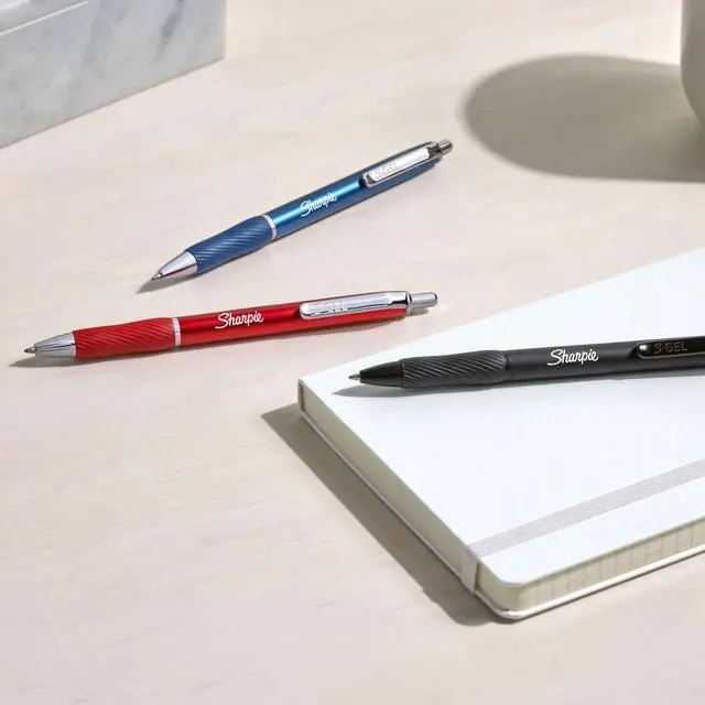 Alt view image 4 of 6 - Sharpie S-Gel, Gel Pens, Sleek Metal Barrel, Gunmetal, Medium Point (0.7mm), Black Ink, 2 Count
