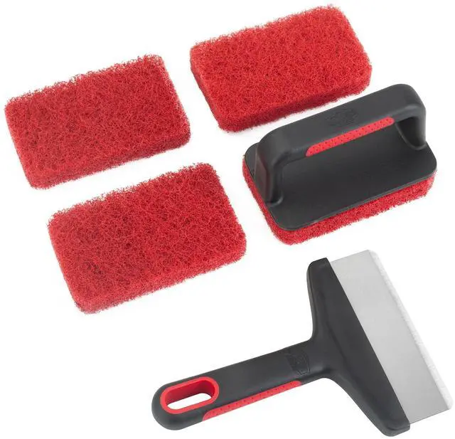 Main image of Expert Grill Griddle Cleaning Kit, HeavyDuty Stainless Steel Scraper, Scrub Brush with 3 Replacement Pads, Safe for Cast Iron & MultiSurface Cookware, HeatResistant Handle for BBQ Cookout Grill Mai