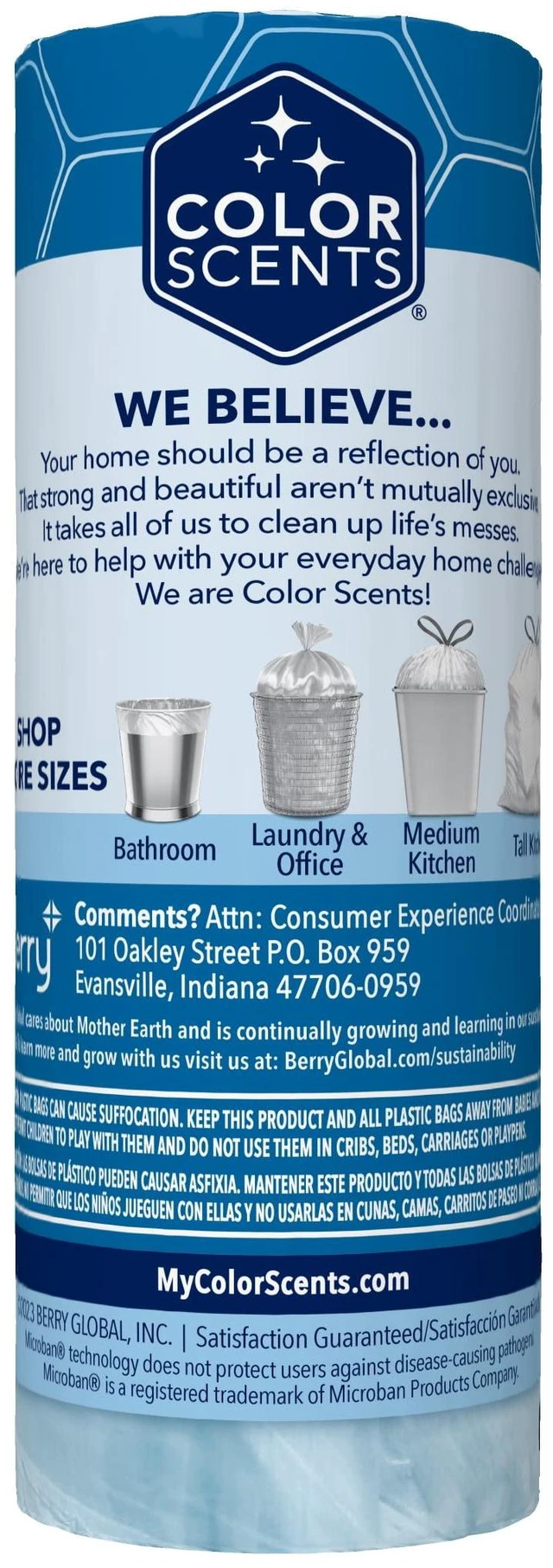 Alt view image 2 of 5 - Color Scents Ocean Mist Scent 4 Gallon Bathroom Trash Bags with Microban and Twist Tie, 80 Count