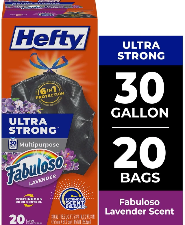 Main image of Hefty Ultra Strong 30 Gallon Black Large Trash Bags with Fabuloso Scent, 20 Count