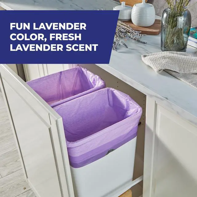 Alt view image 2 of 6 - Hefty Ultra Strong 13 Gallon Tall Kitchen Trash Bags, Purple, Fabuloso Lavender Scent, 20 Bags