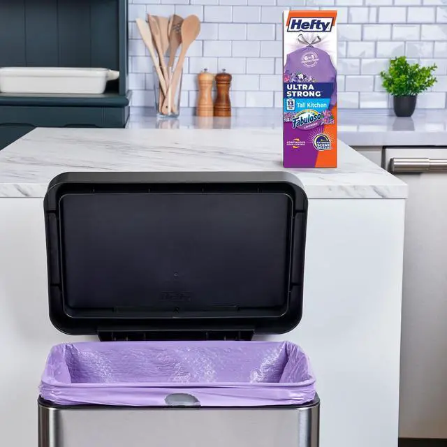 Alt view image 6 of 6 - Hefty Ultra Strong 13 Gallon Tall Kitchen Trash Bags, Purple, Fabuloso Lavender Scent, 20 Bags
