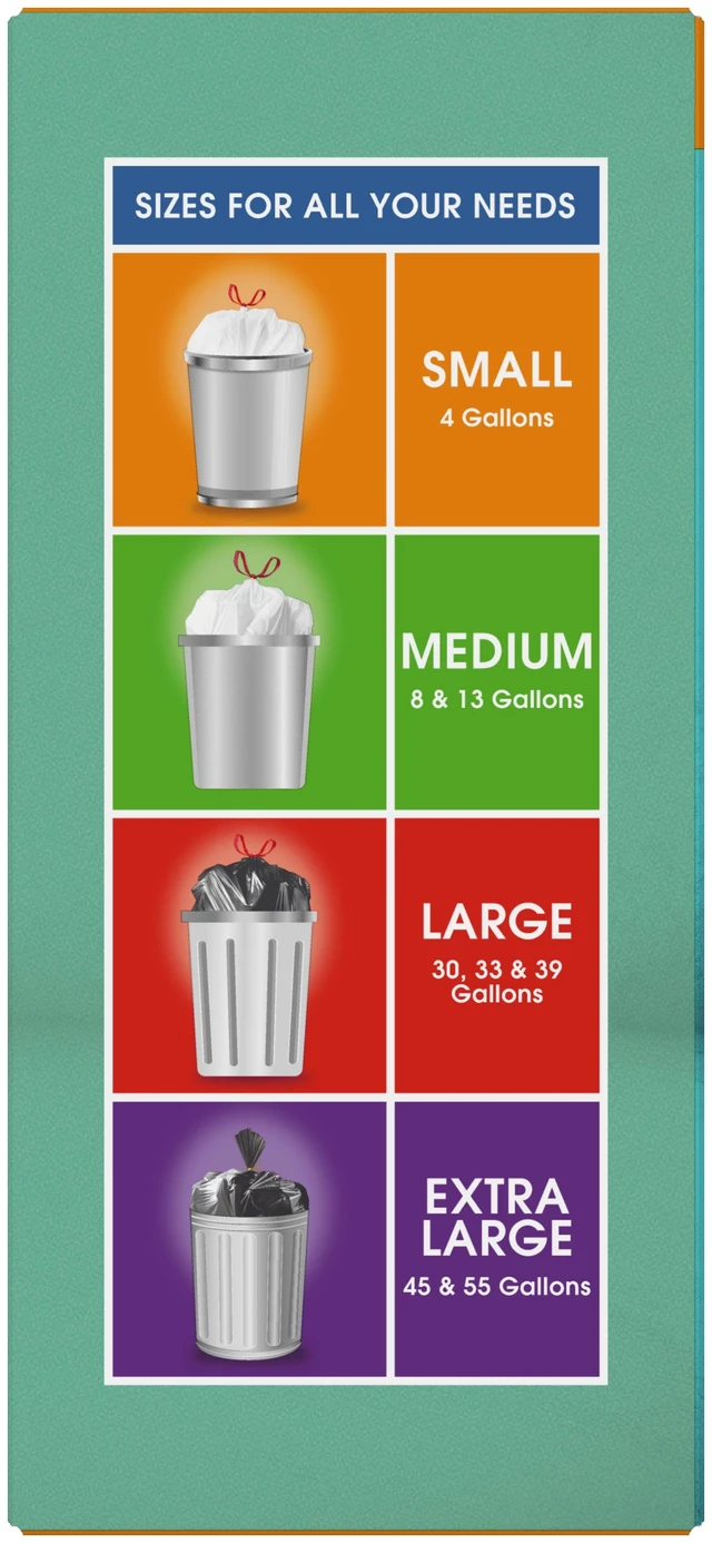 Alt view image 6 of 6 - Great Value 4-Gallon Small Drawstring Trash Bags, Eucalyptus Mint Scent, 40 Bags