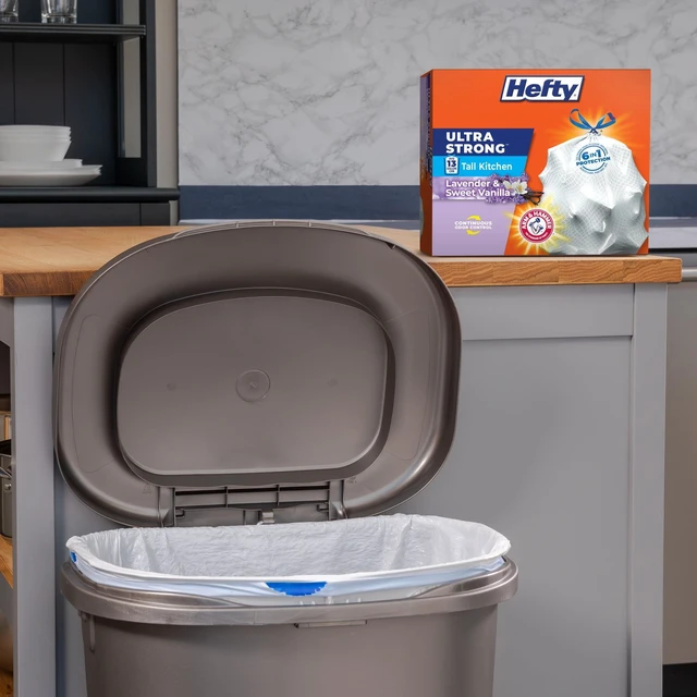 Alt view image 2 of 6 - Hefty Ultra Strong 13 Gallon Tall Kitchen Trash Bags, White, Lavender and Sweet Vanilla Scent, 80 Bags