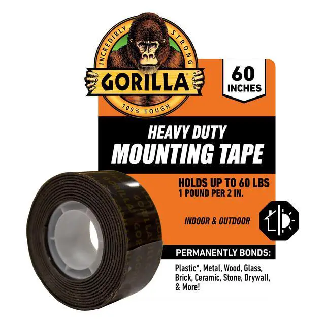 Main image of Gorilla Heavy Duty Mounting Tape, 60in Black