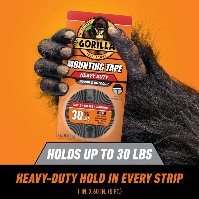 Alt view image 4 of 5 - Gorilla Heavy Duty Mounting Tape, 60in Black