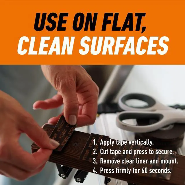 Alt view image 2 of 5 - Gorilla Heavy Duty Mounting Tape, 60in Black