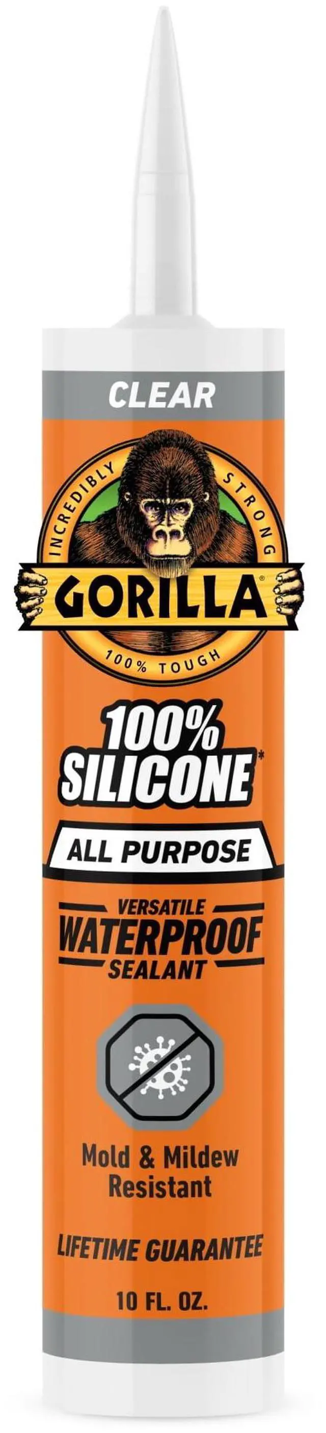 Main image of Gorilla Waterproof Caulk & Seal Silicone Sealant, 10oz Cartridge, Clear - for Kitchen, Window, Bath, Marine, Door and More
