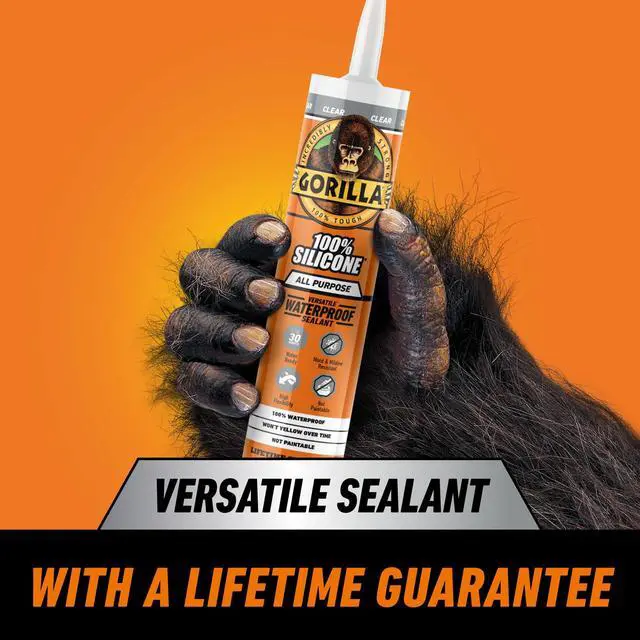 Alt view image 4 of 5 - Gorilla Waterproof Caulk & Seal Silicone Sealant, 10oz Cartridge, Clear - for Kitchen, Window, Bath, Marine, Door and More