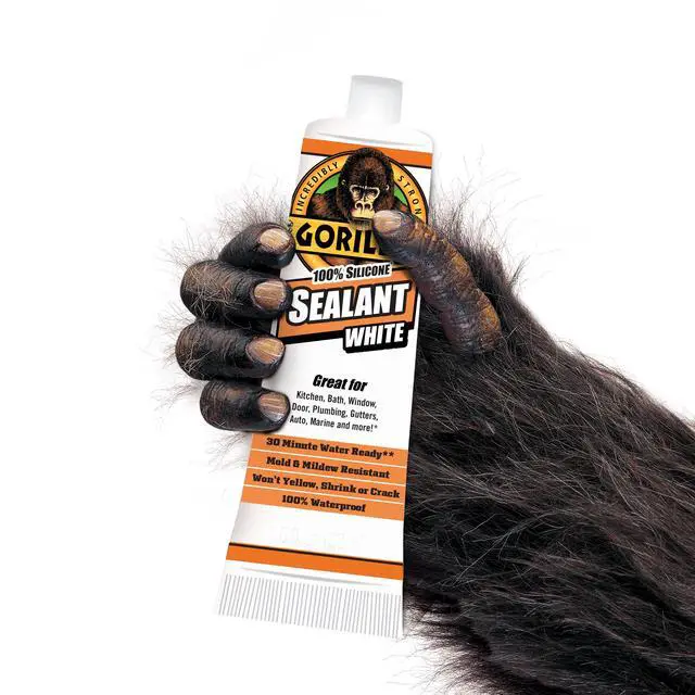 Alt view image 5 of 5 - Gorilla Waterproof Caulk & Seal Silicone Sealant, 2.8oz Squeeze Tube, White for Kitchen, Window, Bath, Marine, Door