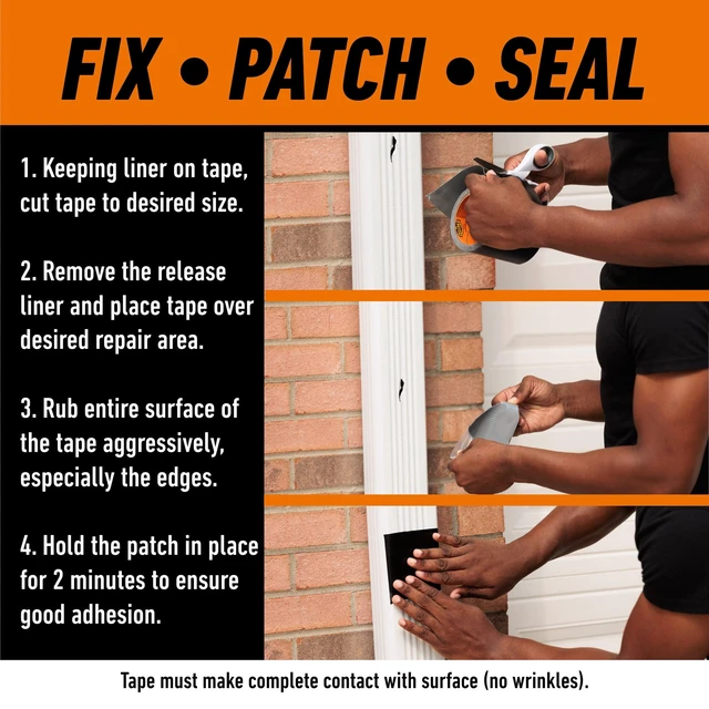 Alt view image 4 of 5 - Gorilla Waterproof Patch & Seal Tape Black 4" x 10' Roll