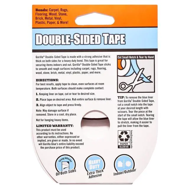 Alt view image 5 of 5 - Gorilla Glue Double-Sided Tape, Gray Roll, 0.386 lb