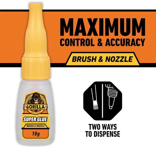 Main image of Gorilla Super Glue Brush & Nozzle 10g - Fast-Drying Impact-Tough Adhesive