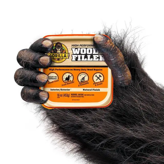 Alt view image 6 of 6 - Gorilla Wood Filler Natural Finish 16 Ounce Tub, Water Resistant Indoor/Outdoor