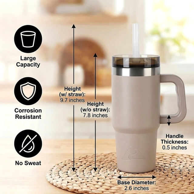 Alt view image 3 of 4 - Ozark Trail 18oz Stainless Steel Insulated Tumbler with Handle, Tan