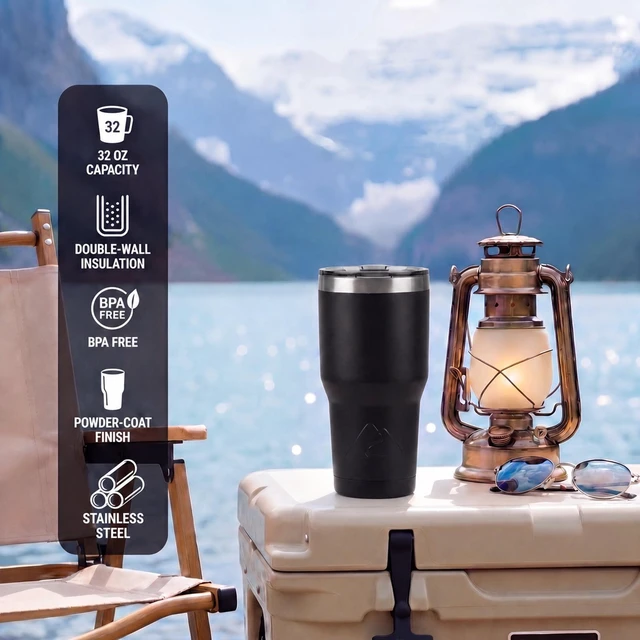 Alt view image 3 of 5 - Ozark Trail 32oz Stainless Steel Insulated Tumbler, Black