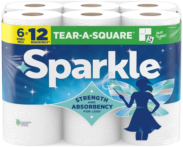 Alt view image 2 of 5 - Sparkle Tear-A-Square Paper Towels, 6 Double Rolls, 110 Sheets per Roll