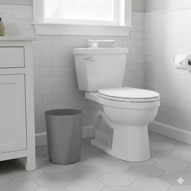 Alt view image 4 of 6 - Mainstays 5gal Gray Geometric Bathroom Wastebasket, Open Top, Polypropylene Plastic