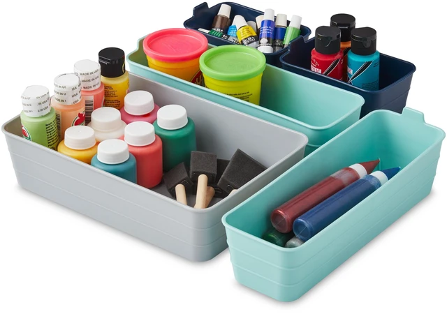 Alt view image 3 of 5 - Mainstays 5-Piece Flexible Plastic Drawer Organizer Set, Assorted Colors