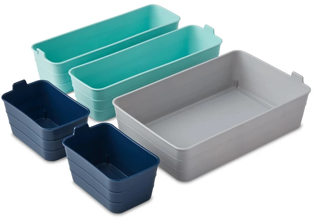 Alt view image 4 of 5 - Mainstays 5-Piece Flexible Plastic Drawer Organizer Set, Assorted Colors