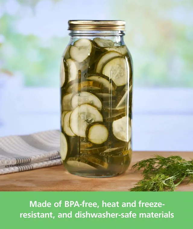 Alt view image 3 of 5 - Mainstays Wide Mouth Mason Canning Jars 64 oz Half Gallon with Lids and Rings 6-Pack