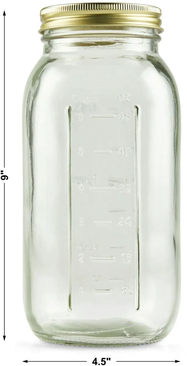 Alt view image 4 of 5 - Mainstays Wide Mouth Mason Canning Jars 64 oz Half Gallon with Lids and Rings 6-Pack