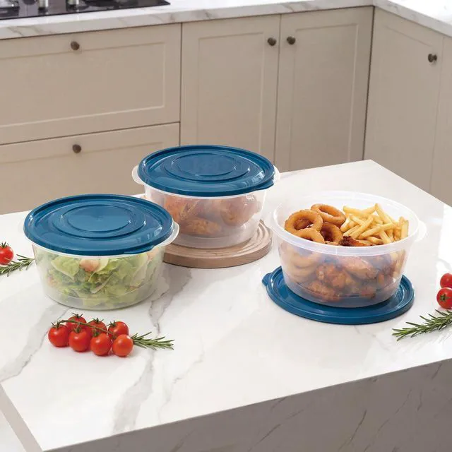 Alt view image 5 of 6 - Mainstays Semi Durable Round 15.7 Cup Plastic Food Storage Container, 3 Pack, for Meal Prep, Batch Cooking, or Bulk Storage