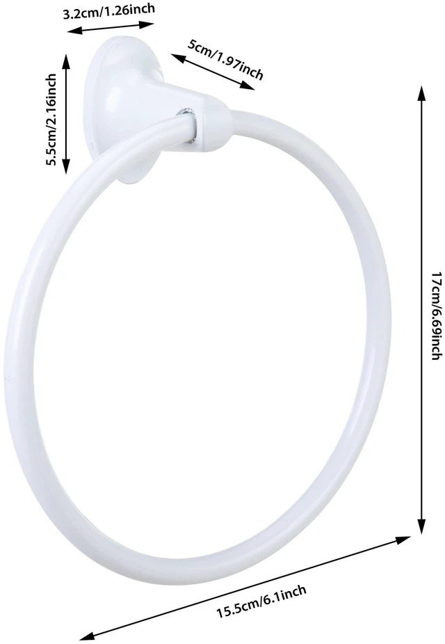 Alt view image 2 of 4 - Mainstays 7.1in Oval Wall Mount Towel Ring, White Finish, with Hardware