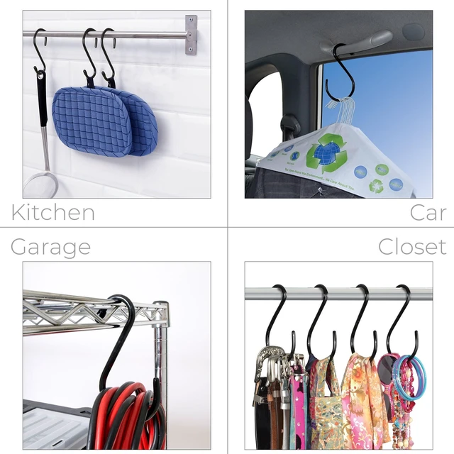Alt view image 5 of 6 - Mainstays Premium Steel Large Hooks with Rubber Gripped Finish for Closet Storage, 6 Pack