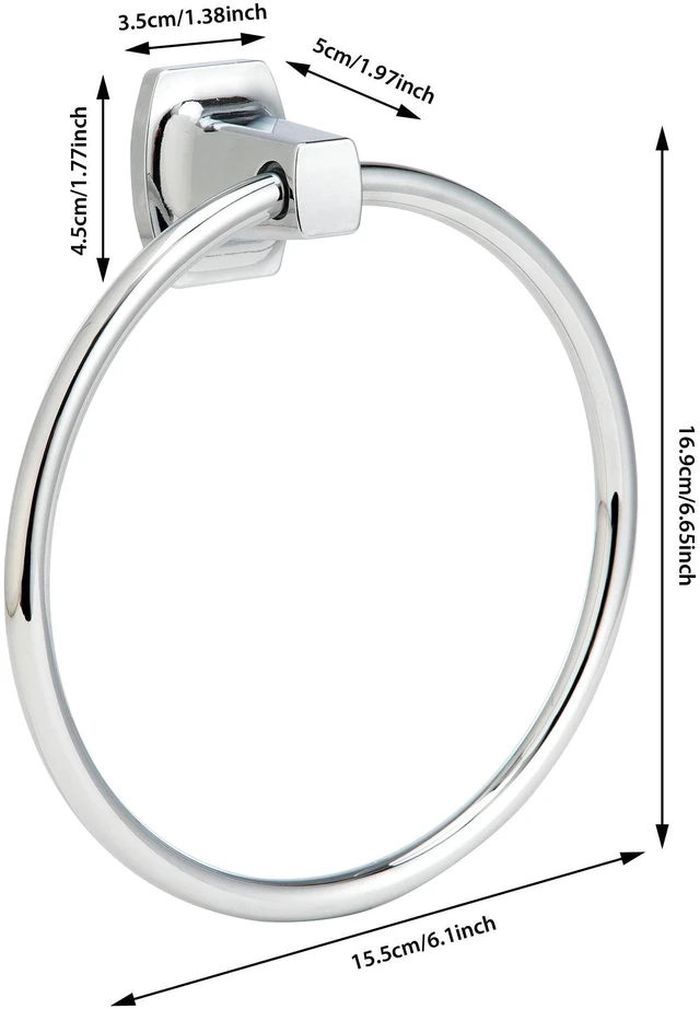 Alt view image 4 of 4 - Mainstays 7.1-Inch Square Wall Mount Towel Ring Chrome Finish with Hardware