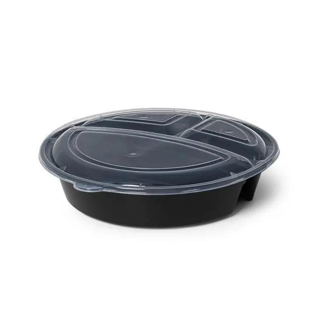 Alt view image 5 of 6 - Mainstays 10-Piece Round Meal Prep Containers 3-Compartments 1L BPA-Free Microwave & Dishwasher Safe