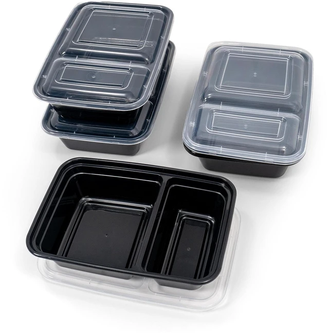 Alt view image 5 of 6 - Mainstays 10-Piece Meal Prep Food Storage Container Set, 5 Containers + 5 Lids, 2-Compartment, BPA-Free