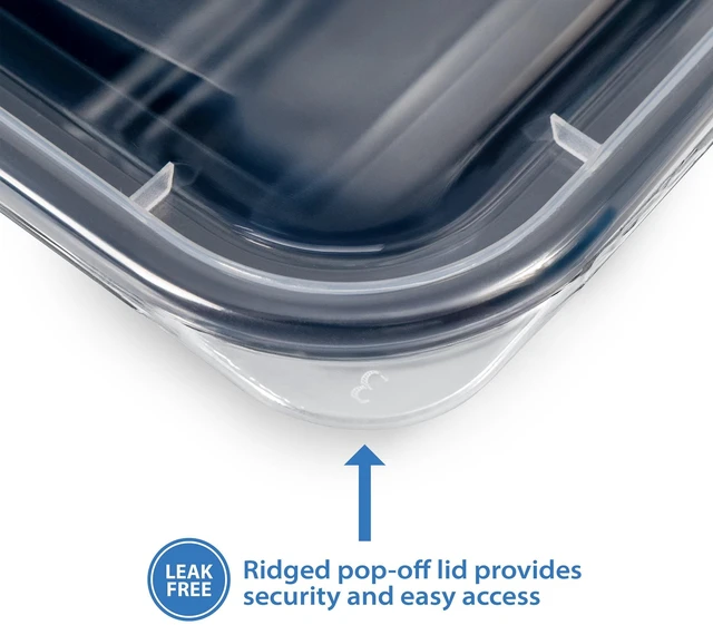 Alt view image 3 of 6 - Mainstays 10-Piece Meal Prep Food Storage Container Set, 5 Containers + 5 Lids, 2-Compartment, BPA-Free