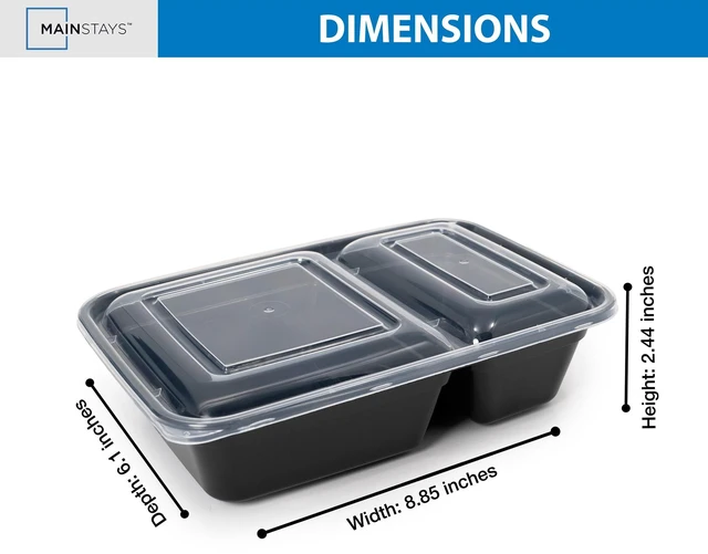 Alt view image 4 of 6 - Mainstays 10-Piece Meal Prep Food Storage Container Set, 5 Containers + 5 Lids, 2-Compartment, BPA-Free